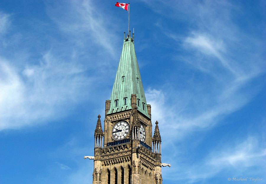  The top of the Peace Tower in Ottawa.